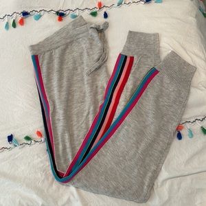 Pajama sweater pants with colorful strip detail on side